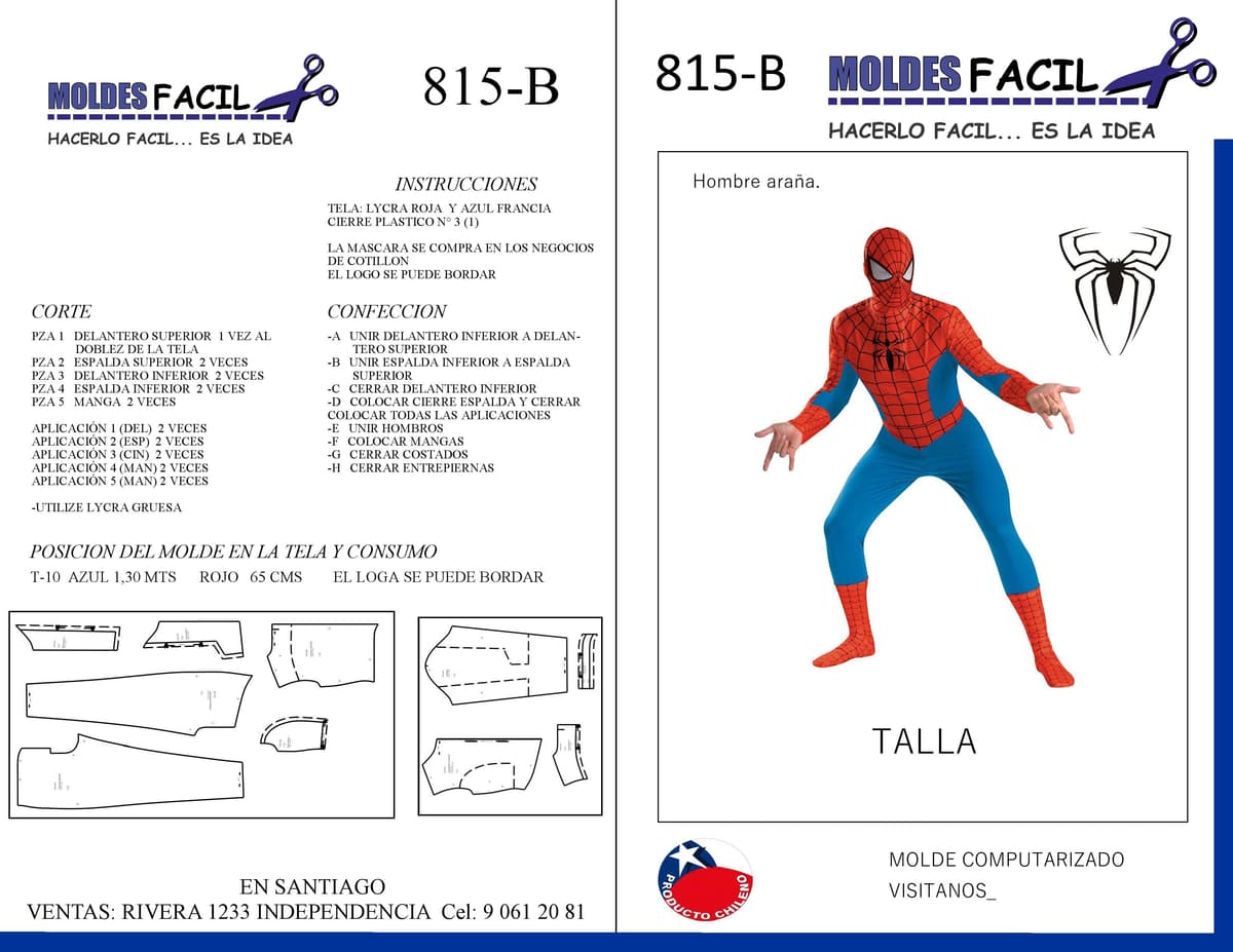 Patrón de costura Disfraz de Spiderman — Moldes Fácil