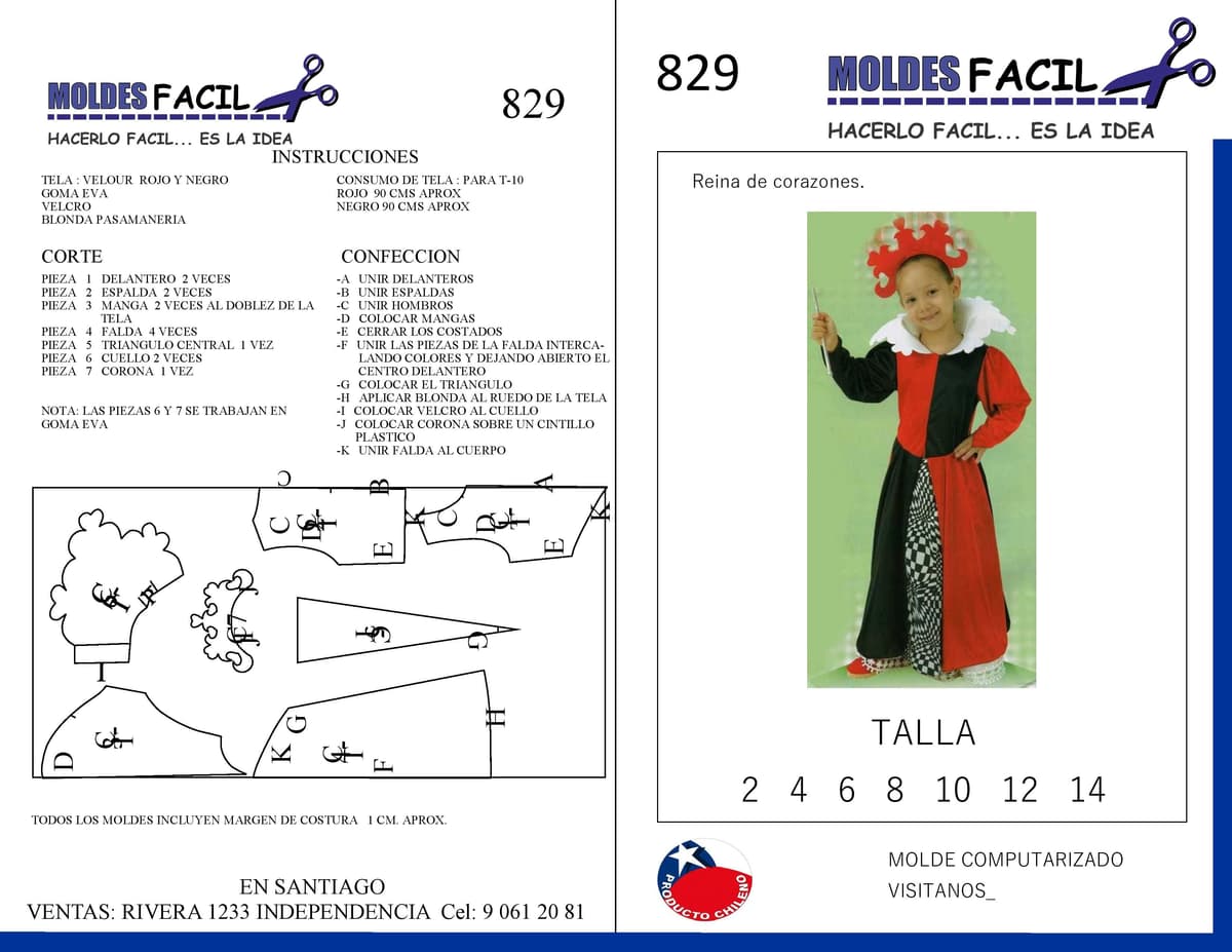 Patrón de costura Reina de Corazones — Moldes Fácil