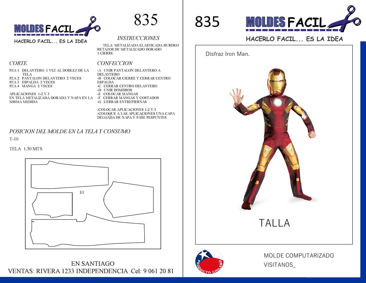 Patrón de costura Disfraz de Iron Man — Moldes Fácil