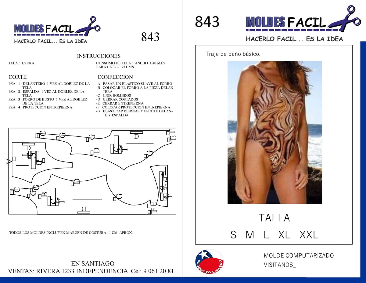 Patrón de costura Traje de baño básico — Moldes Fácil