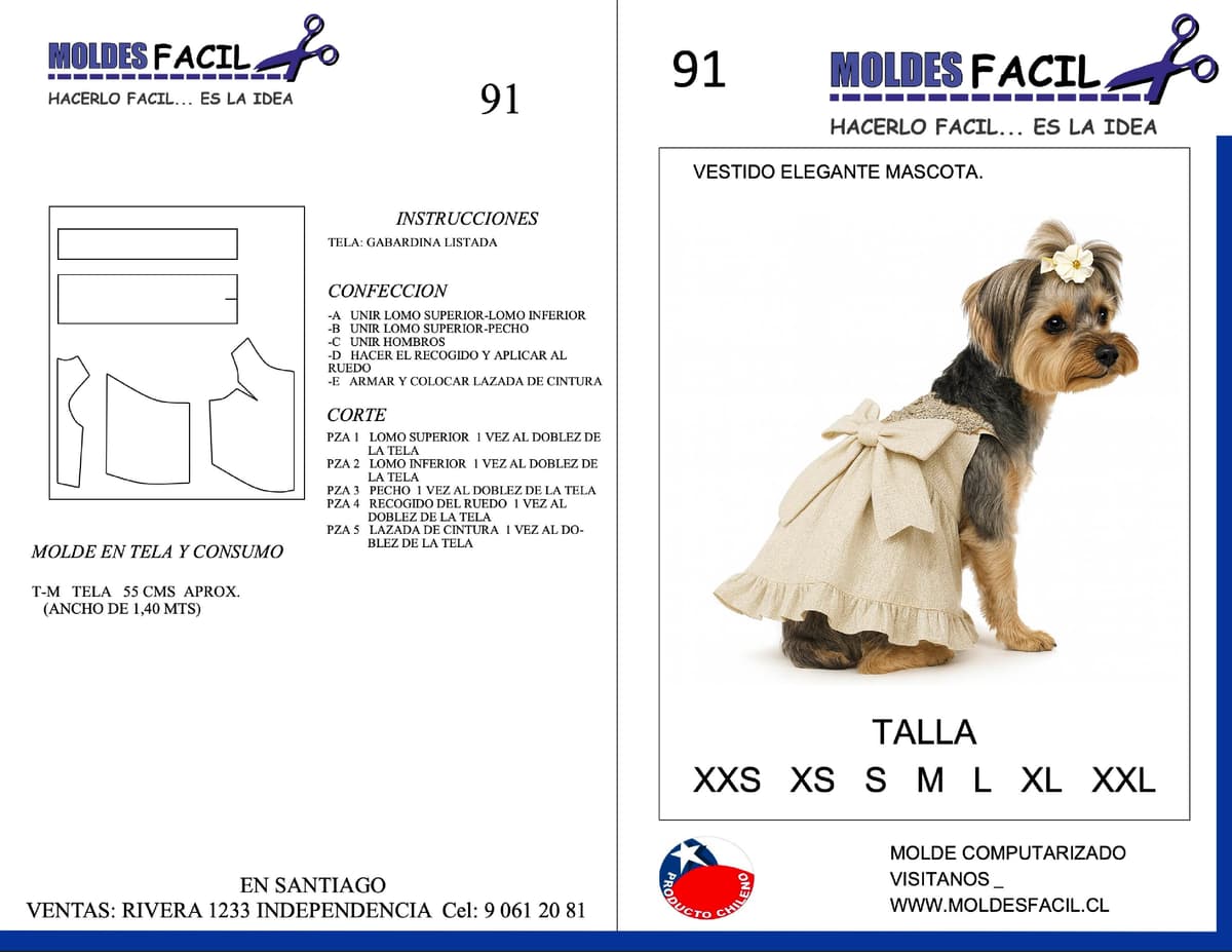 Patrón de costura Vestido elegante mascota — Moldes Fácil