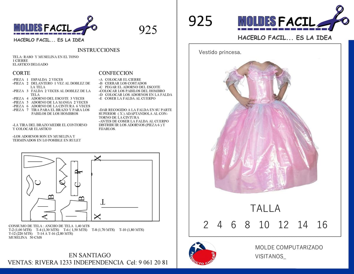 Patrón de costura Vestido de Princesa — Moldes Fácil