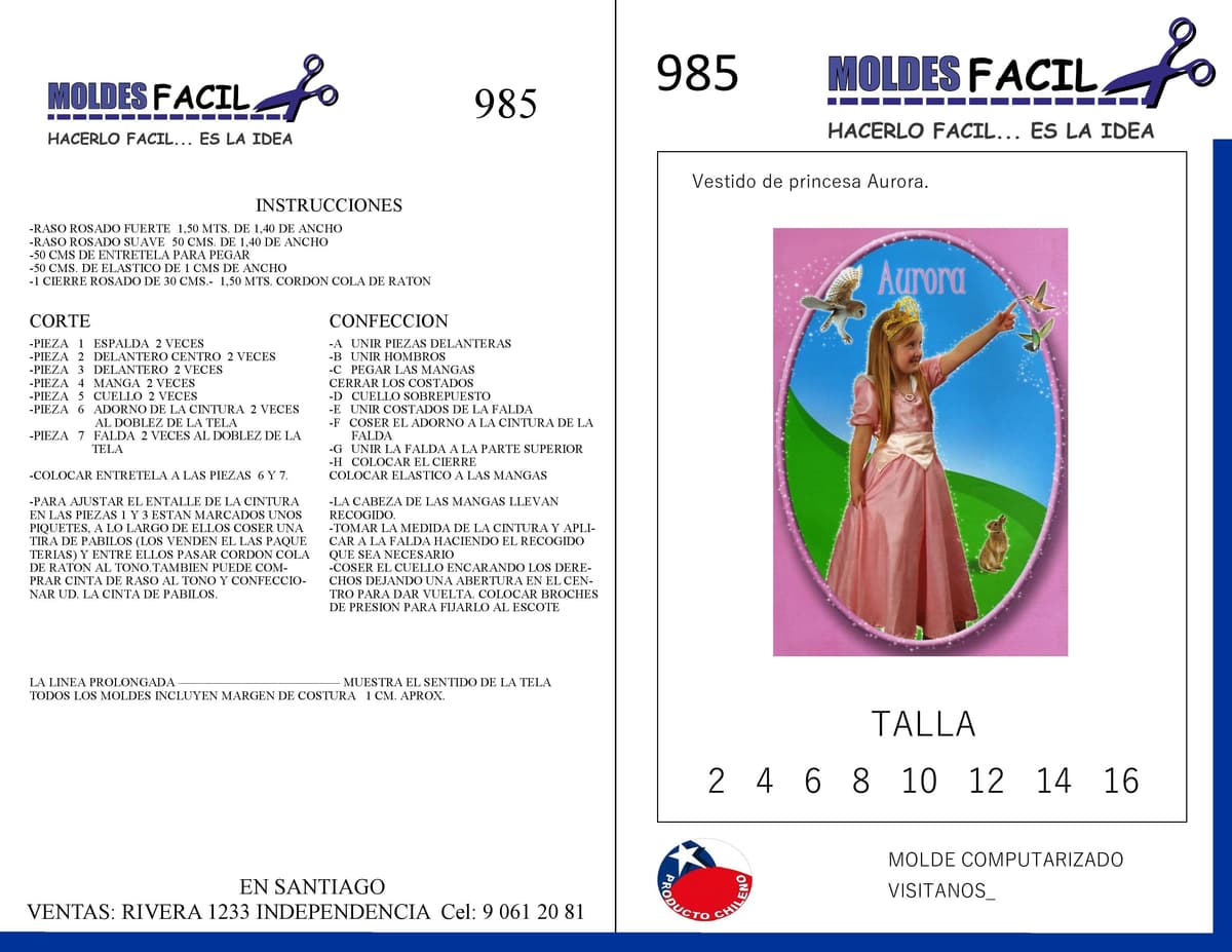 Patrón de costura Vestido de Princesa Aurora — Moldes Fácil