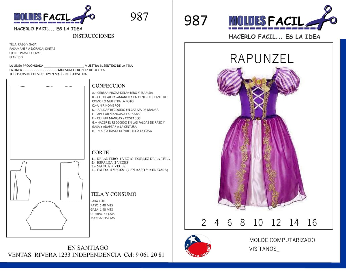 Patrón de costura Rapunzel — Moldes Fácil