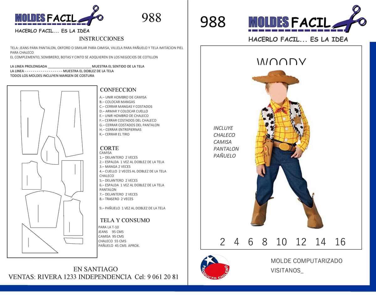 Patrón de costura Woody Toy Story — Moldes Fácil