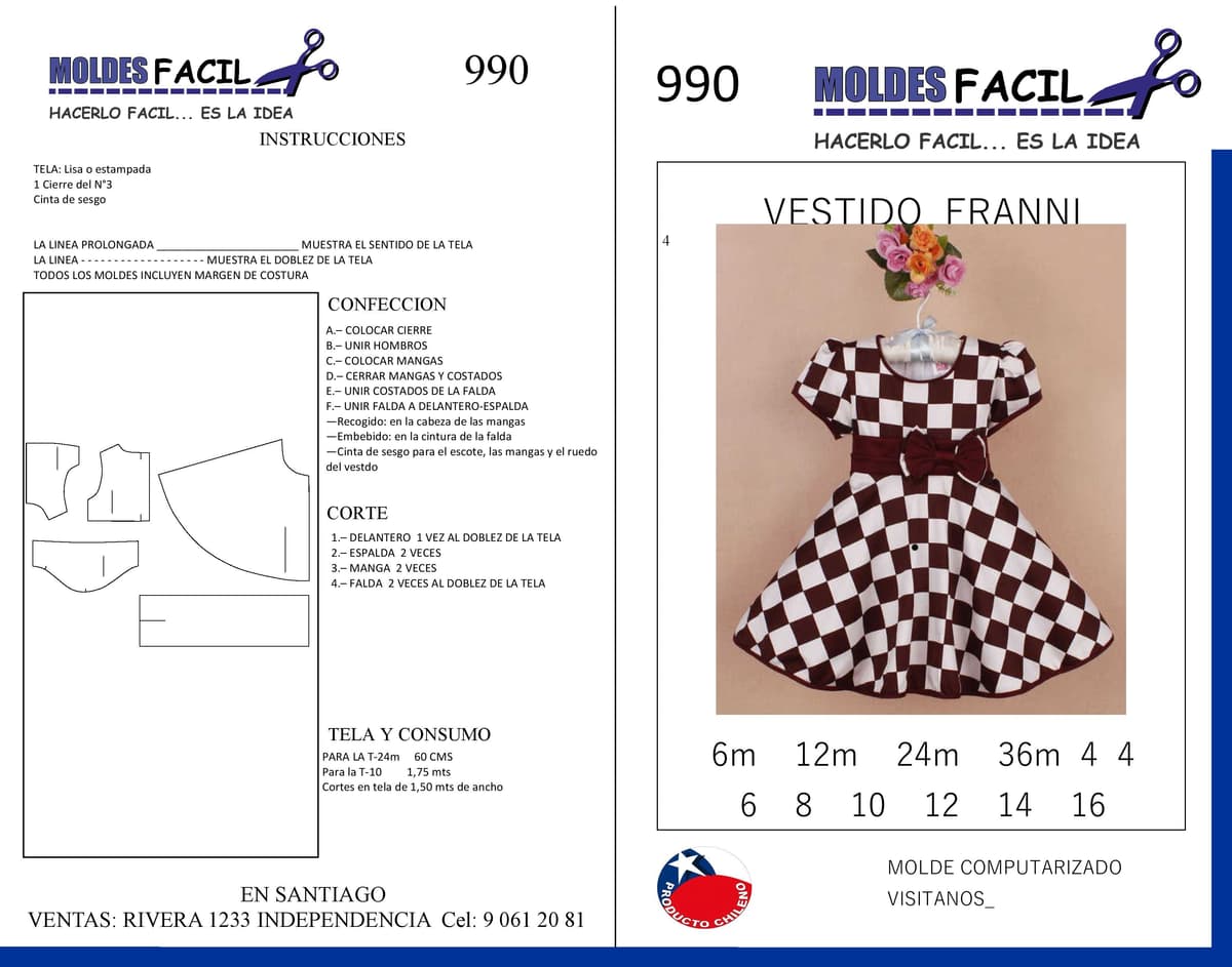 Patrón de costura Vestido Franni — Moldes Fácil