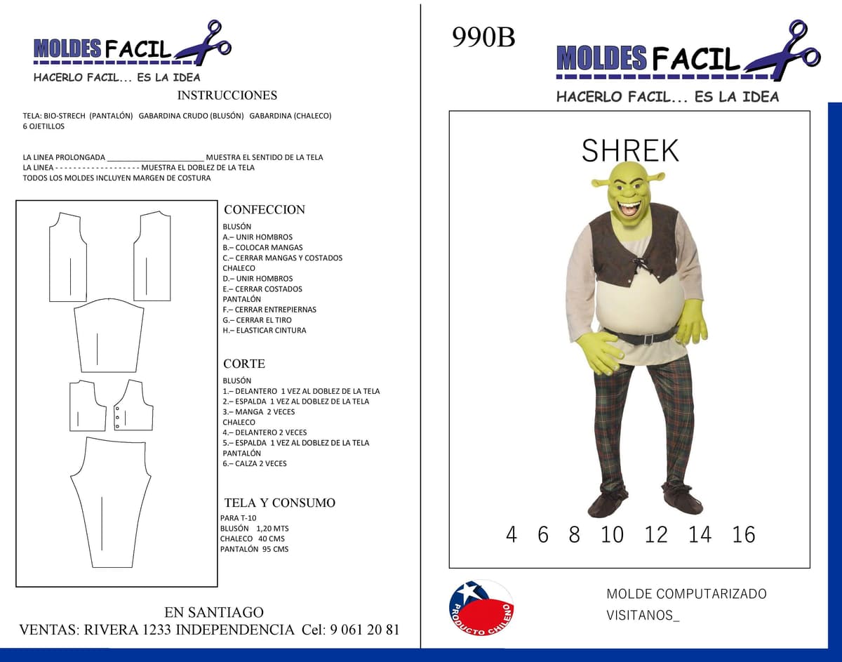 Patrón de costura Shrek (ogro) — Moldes Fácil