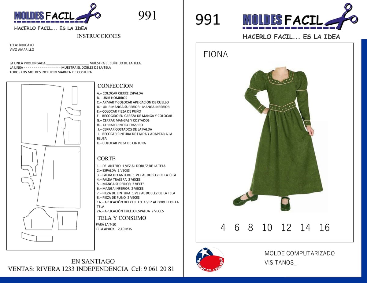 Patrón de costura Vestido Princesa Fiona — Moldes Fácil