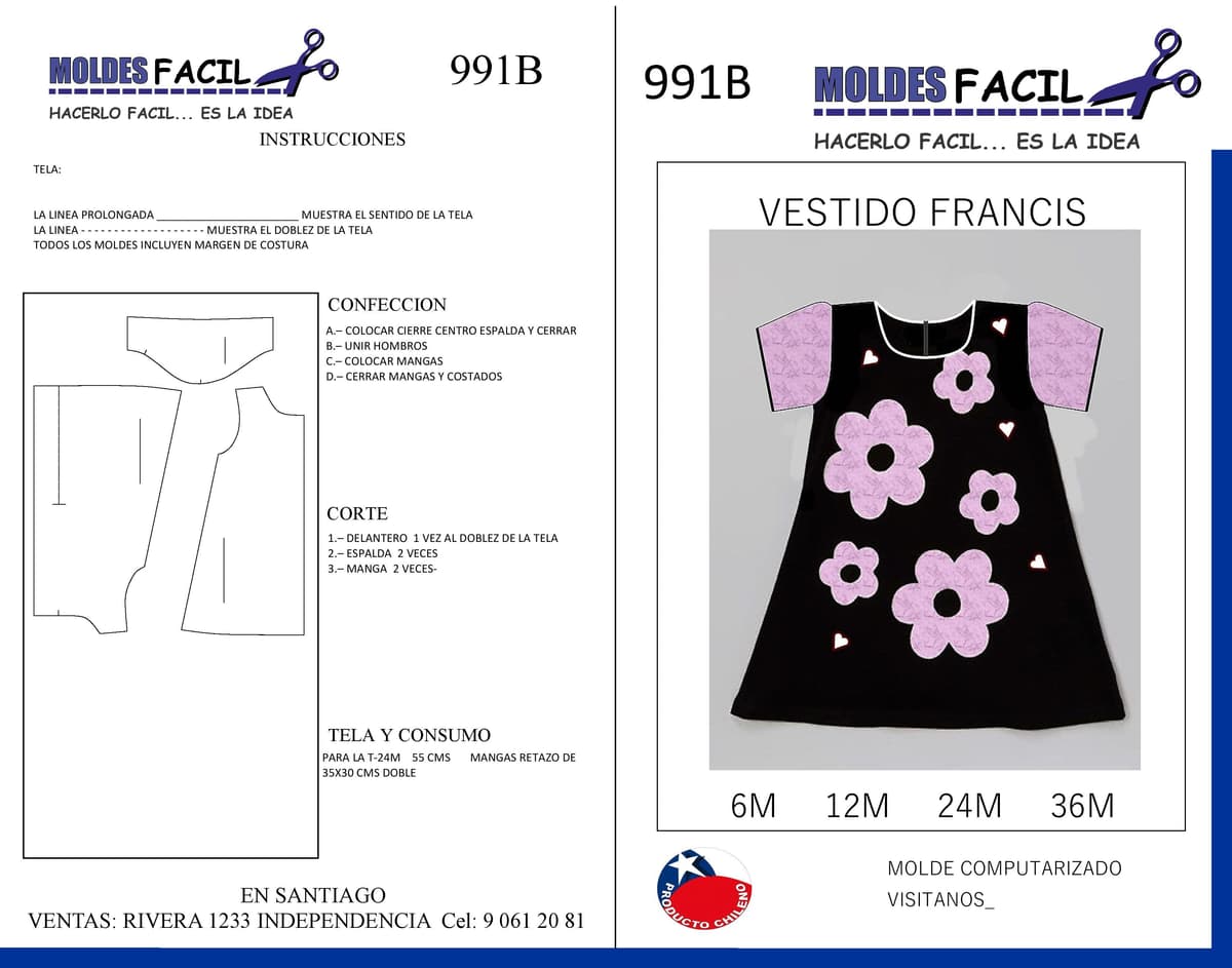 Patrón de costura Vestido francis — Moldes Fácil