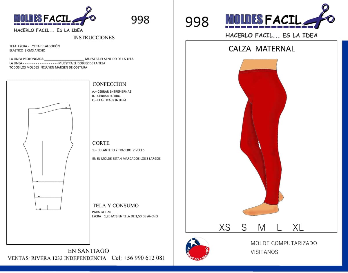 Patrón de costura Calza maternal — Moldes Fácil