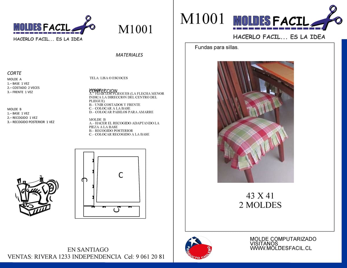 Patrón de costura Fundas para silla (2 moldes) — Moldes Fácil