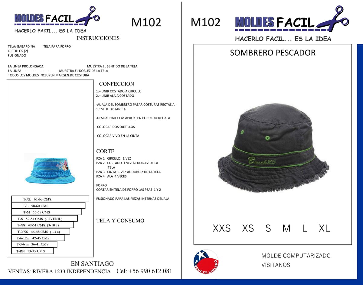 Patrón de costura Sombrero pescador — Moldes Fácil