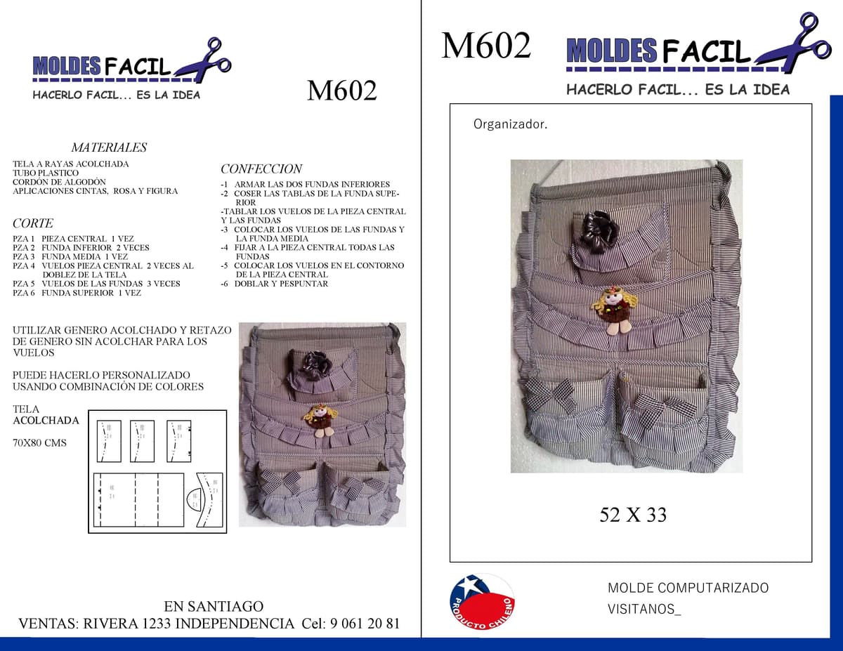 Patrón de costura Organizador de baño — Moldes Fácil