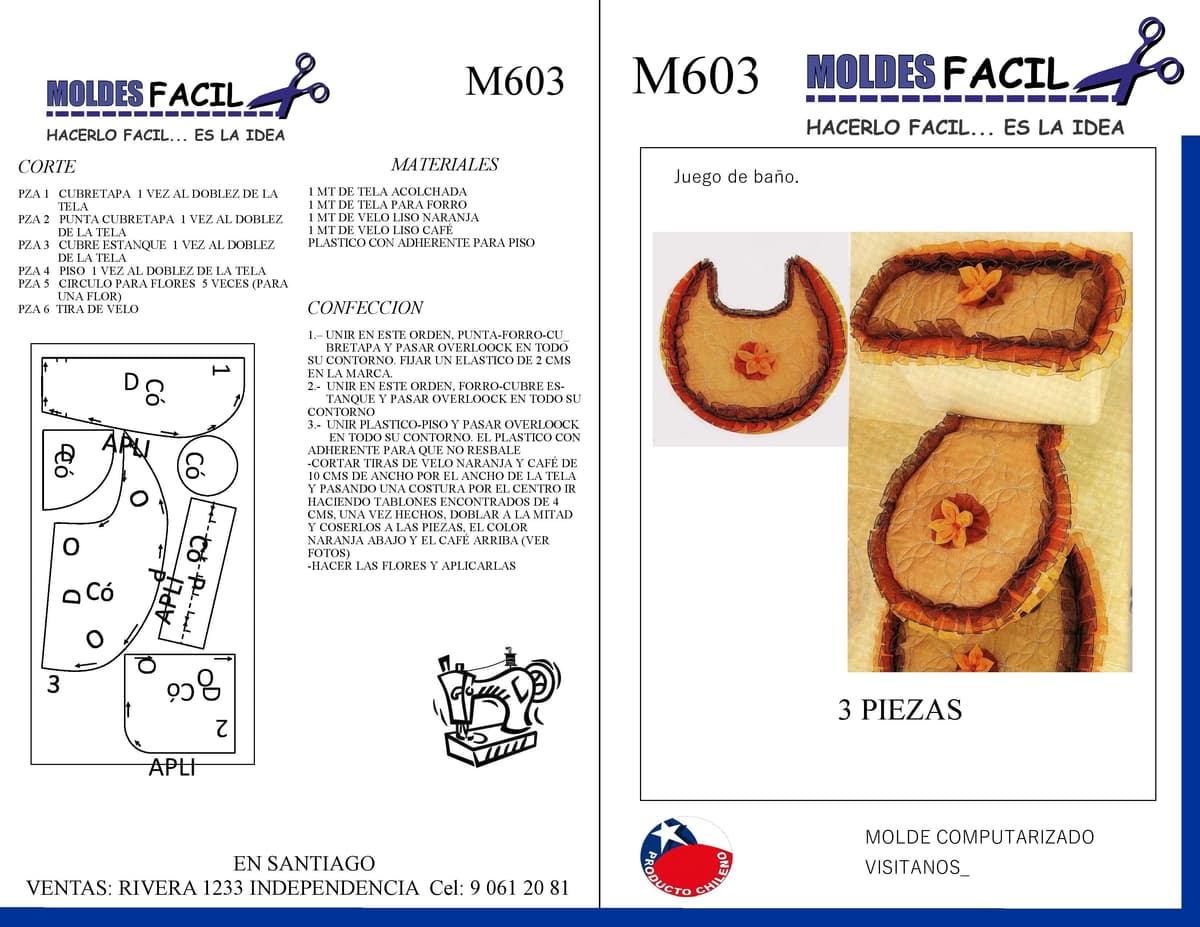 Patrón de costura Juego de baño (3 piezas) — Moldes Fácil