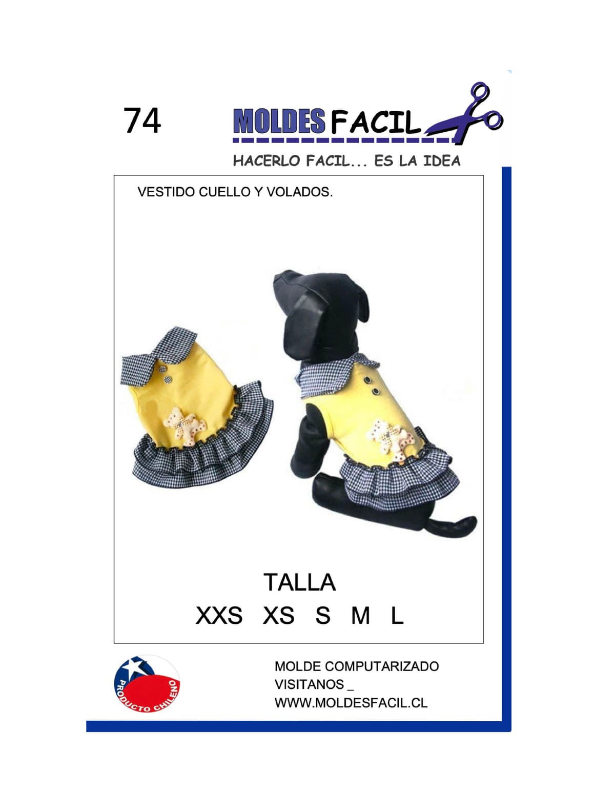 Patrón de costura VESTIDO CON CUELLO Y VOLADOS — Moldes Fácil