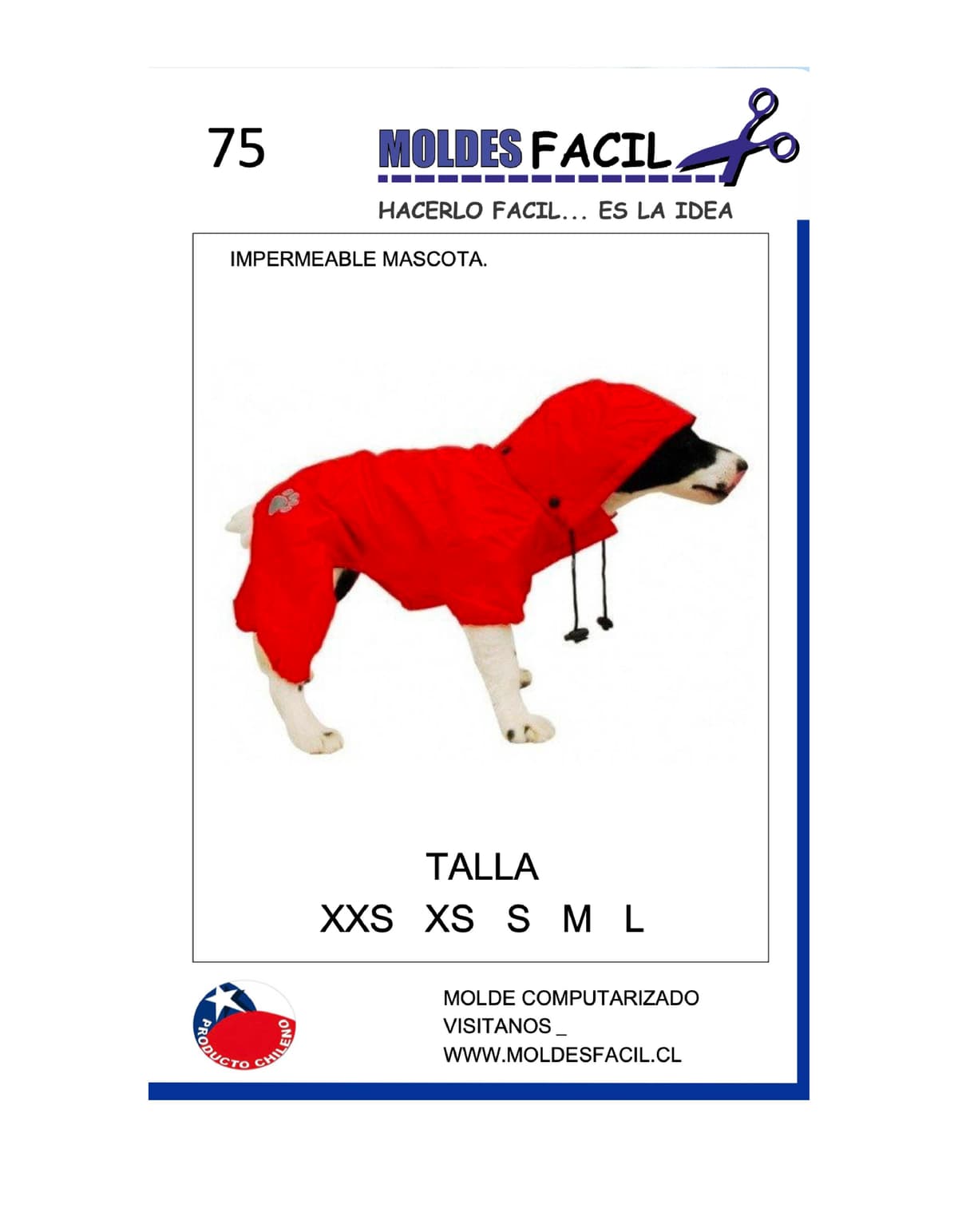 Patrón de costura IMPERMEABLE MASCOTA — Moldes Fácil