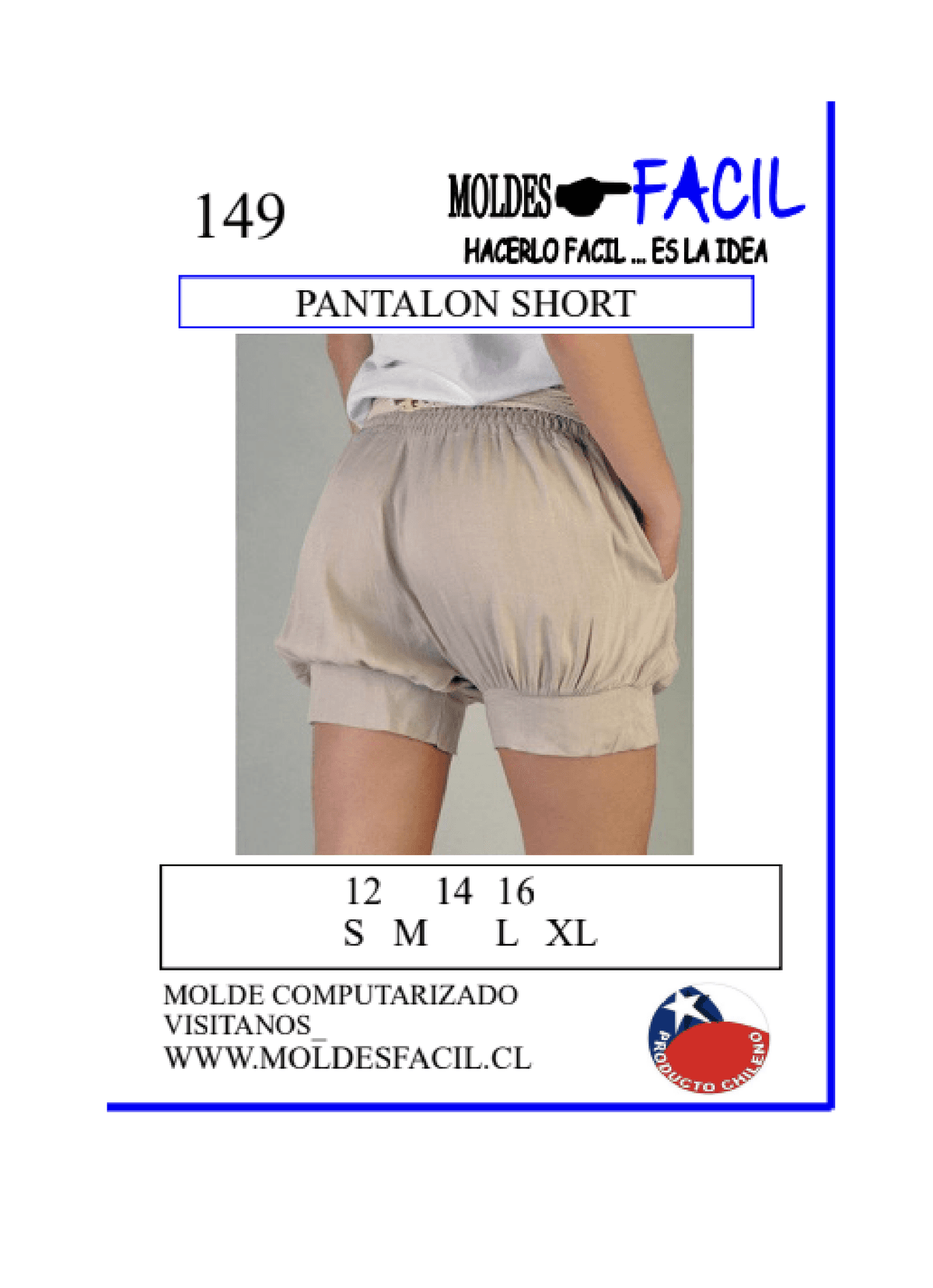 Patrón de costura Pantalón Short — Moldes Fácil