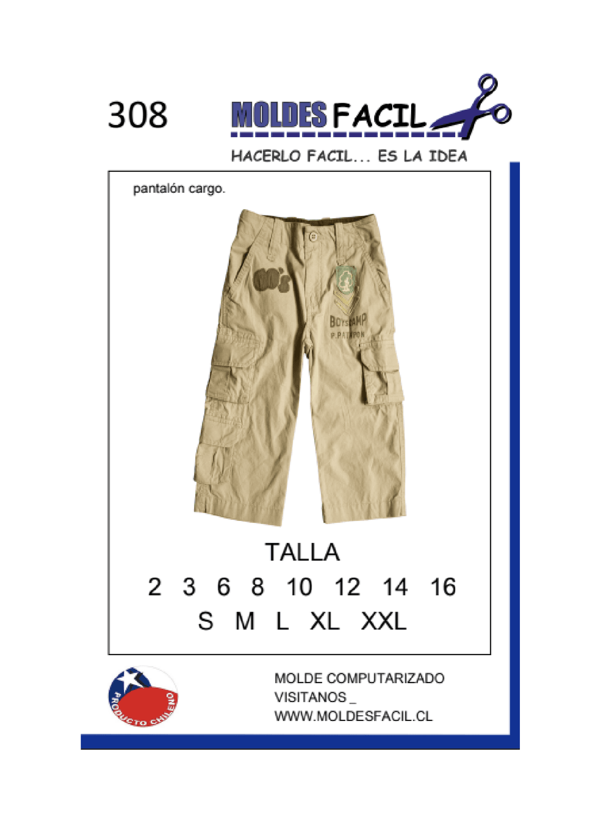 Patrón de costura Pantalón cargo — Moldes Fácil