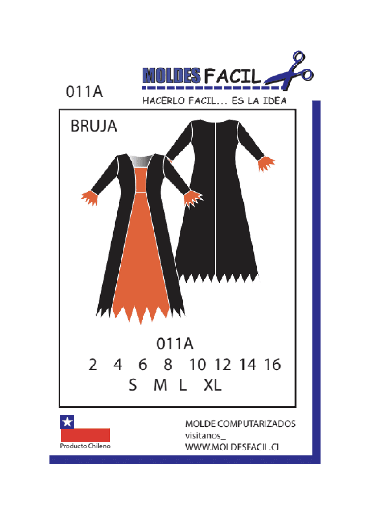 Patrón de costura Disfraz Bruja — Moldes Fácil