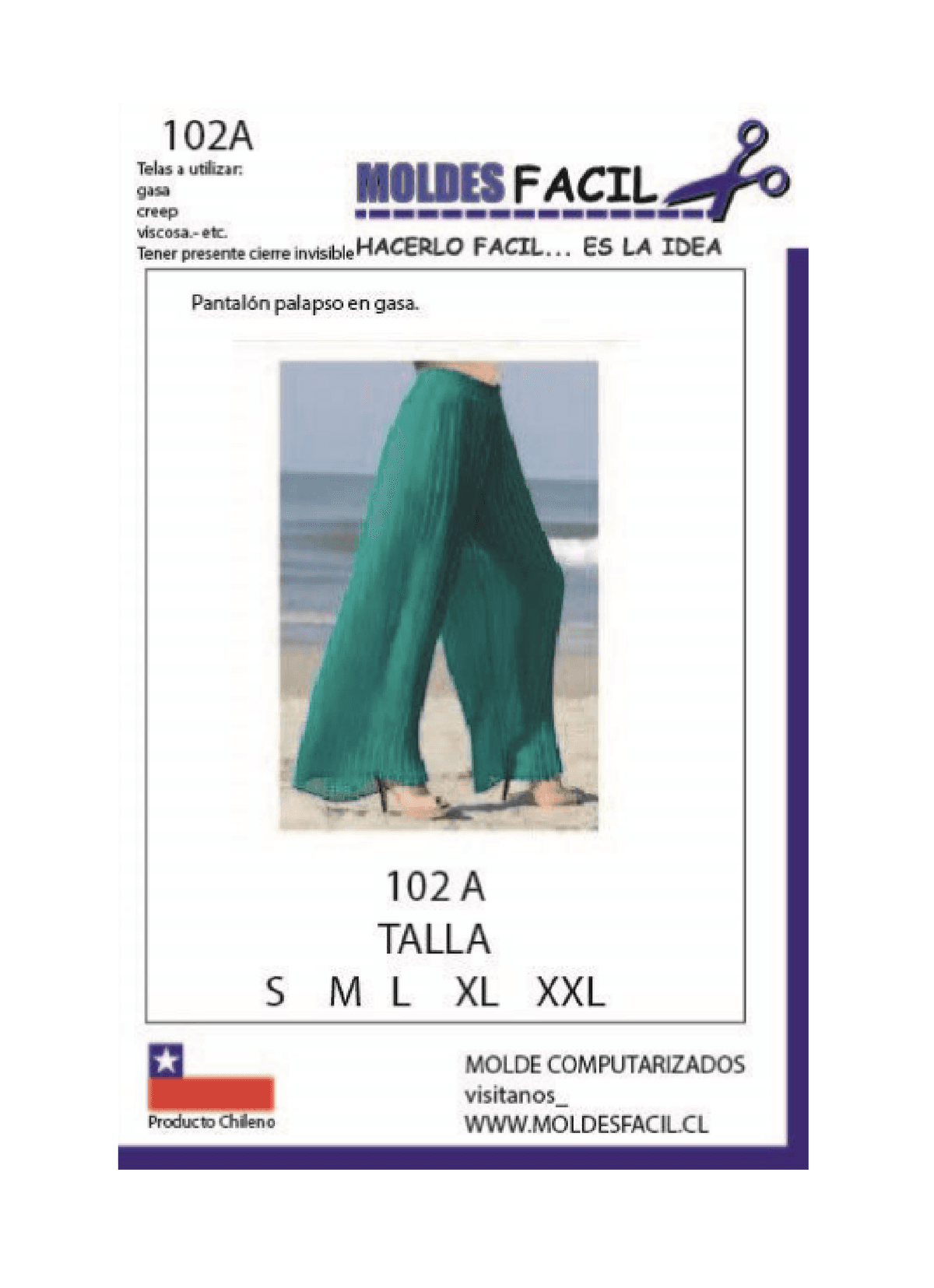 Patrón de costura Pantalón palapso en gasa — Moldes Fácil