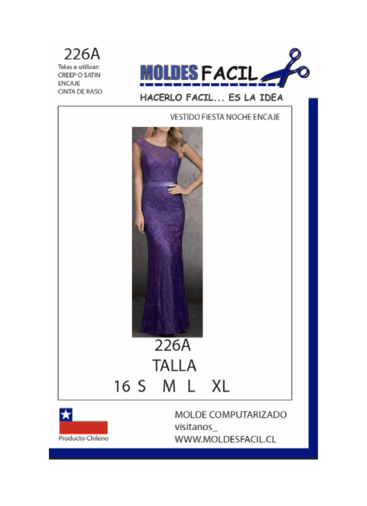 Patrón de costura Vestido fiesta noche encaje — Moldes Fácil