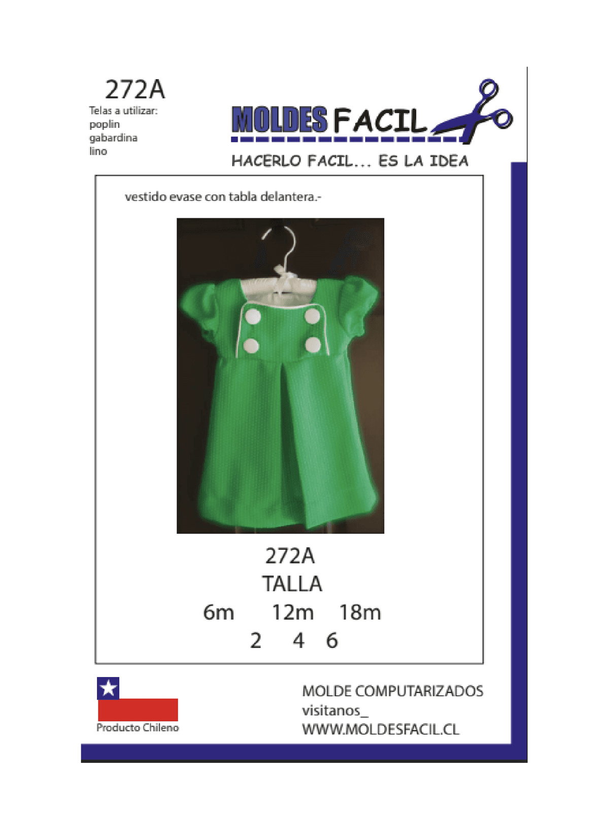 Patrón de costura Vestido evase con tabla delantera — Moldes Fácil