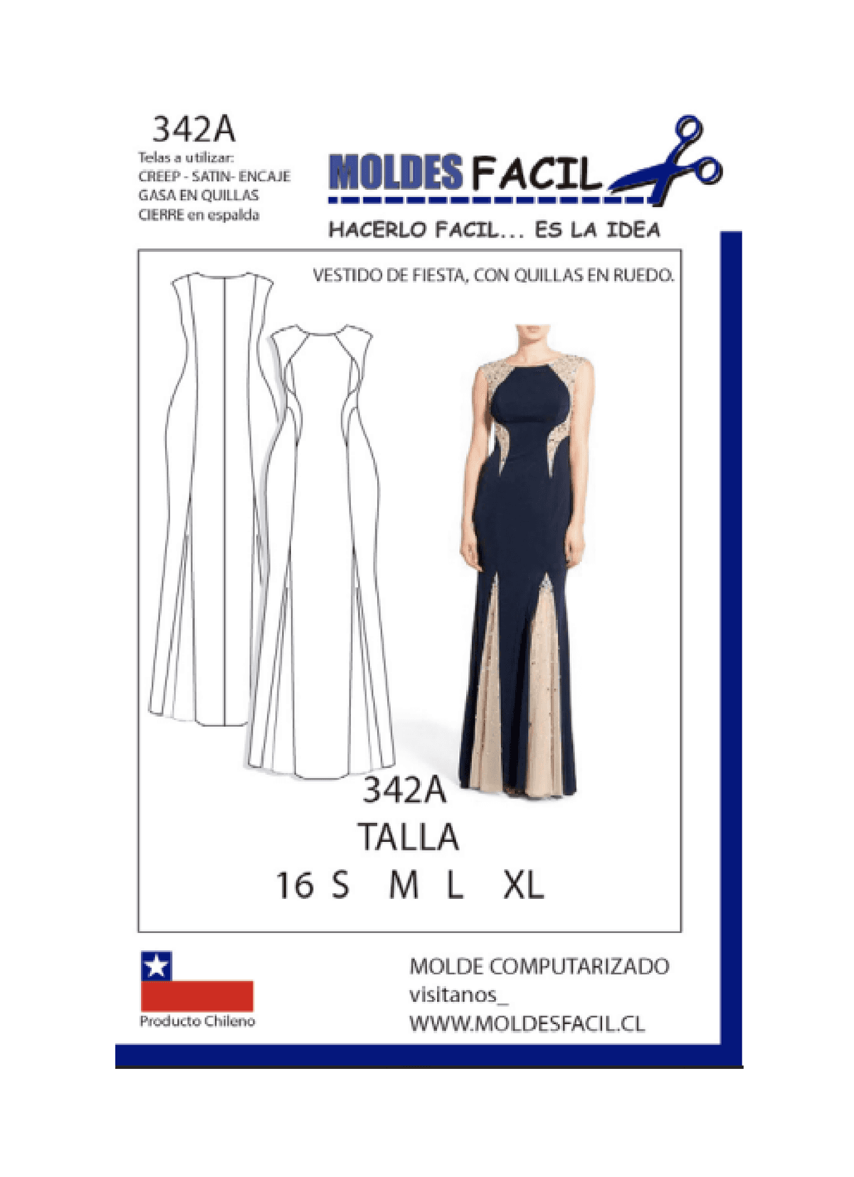 Patrón de costura Vestido de fiesta con quillas en ruedo — Moldes Fácil