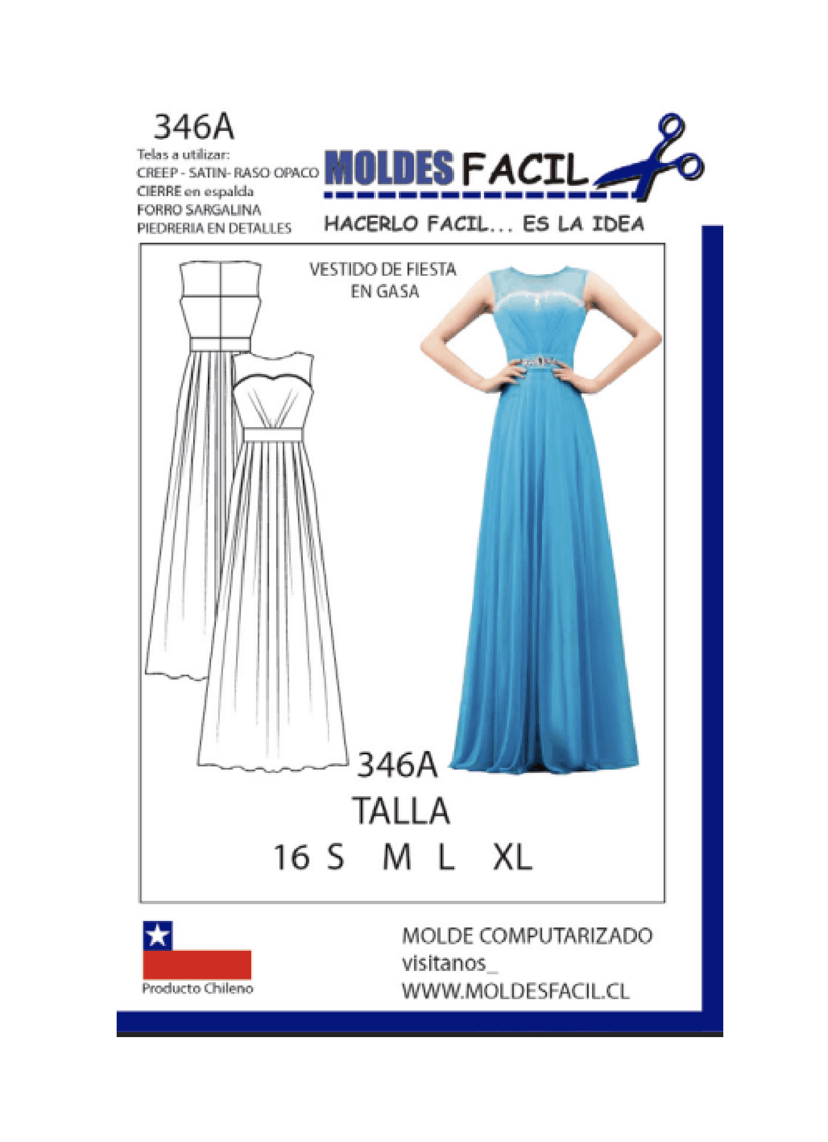 Patrón de costura Vestido de fiesta en gasa — Moldes Fácil