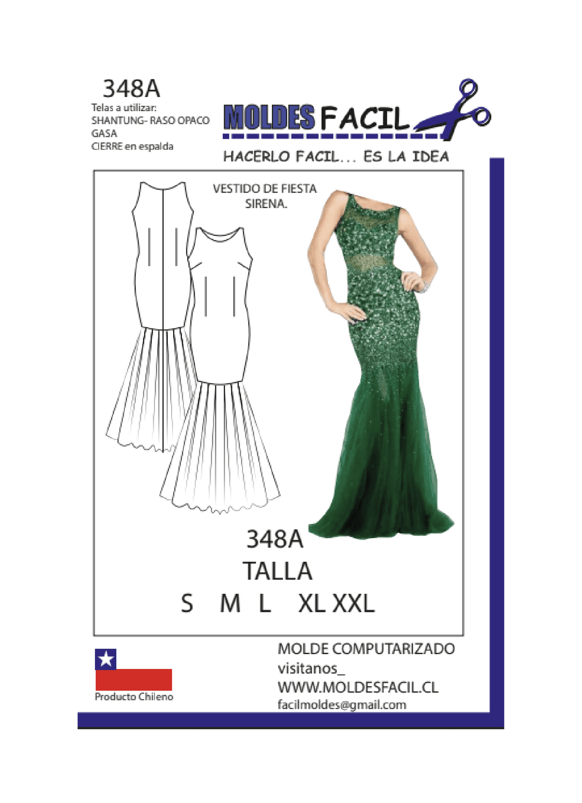Patrón de costura Vestido de fiesta de sirena — Moldes Fácil