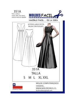 Vestido largo fiesta falda con pliegues - vista 1
