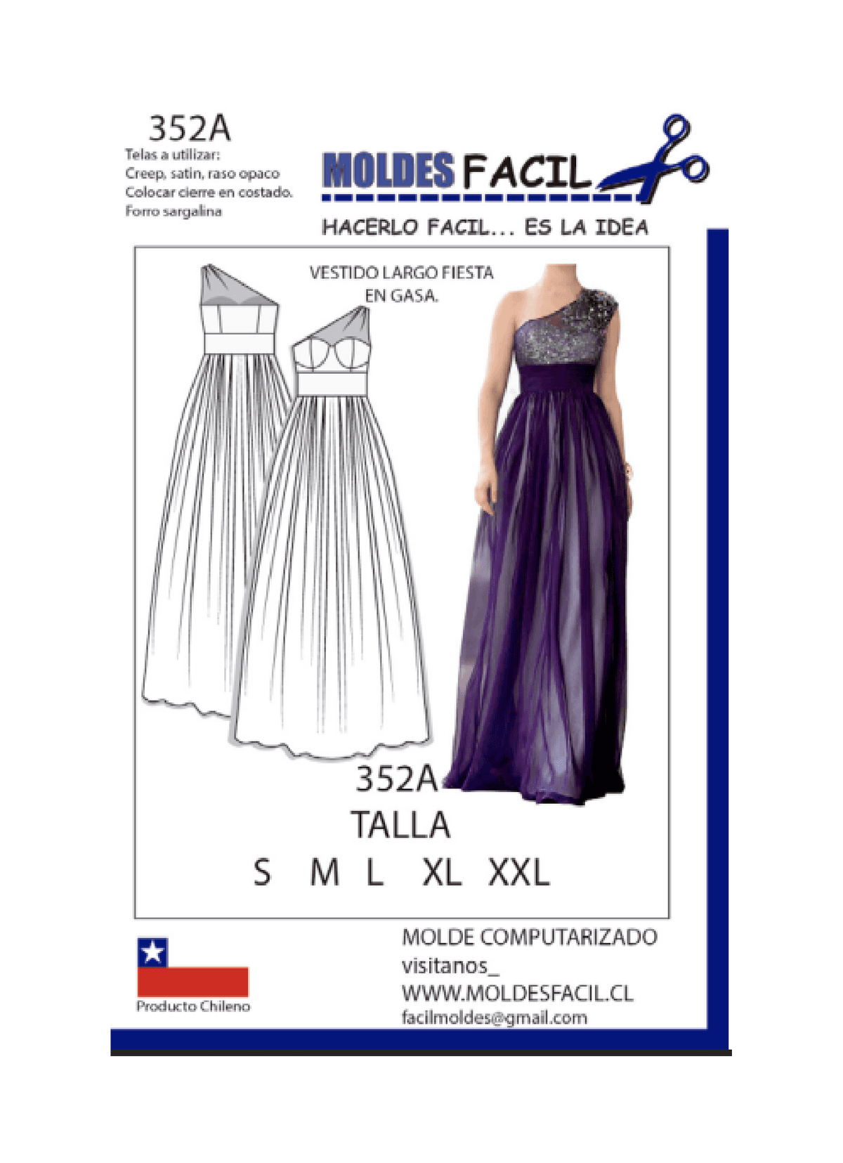Patrón de costura Vestido de fiesta en gasa — Moldes Fácil