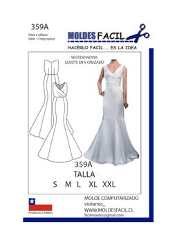 Vestido de novia escote en V cruzado - vista 1