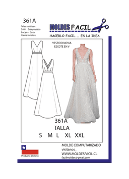 Vestido de novia escote en V - vista 1