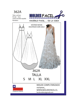 Vestido de novia escotado con cola - vista 1