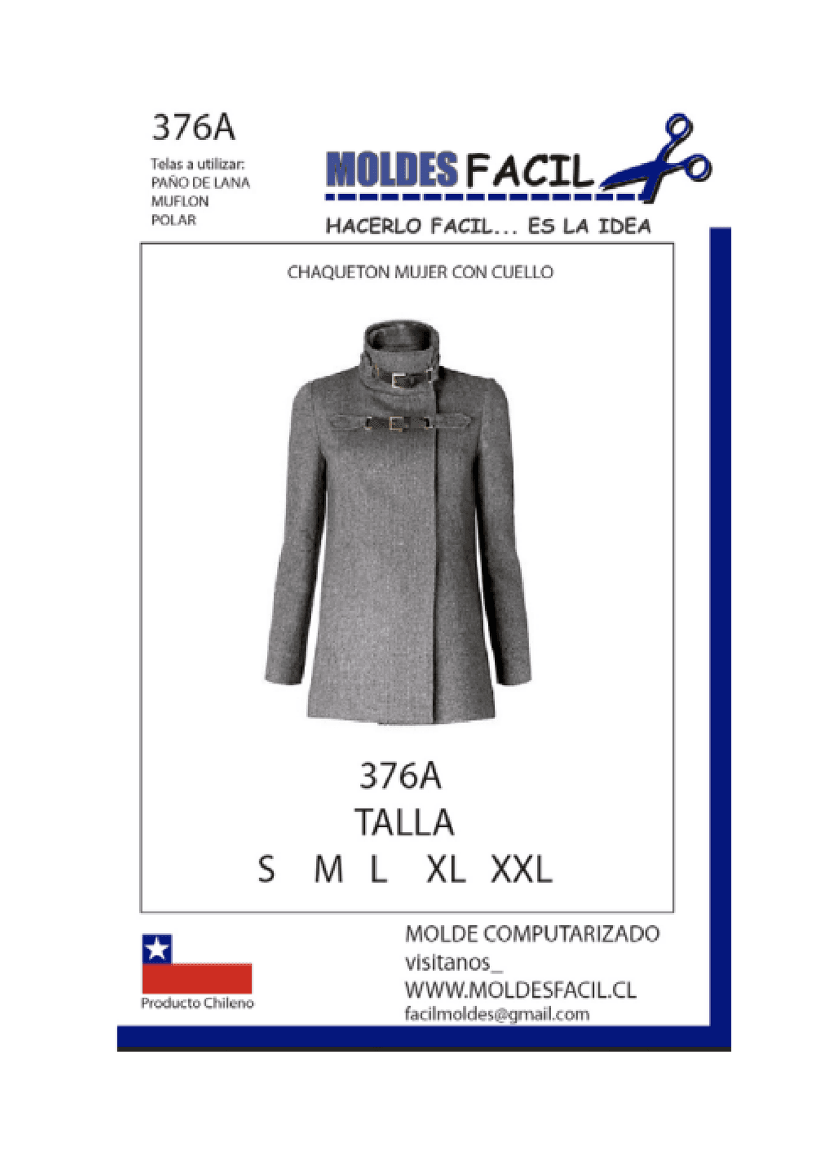 Patrón de costura Chaquetón mujer con cuello — Moldes Fácil