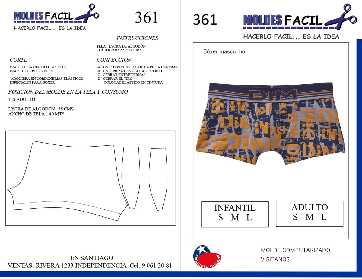 Patrón de costura Boxer masculino — Moldes Fácil