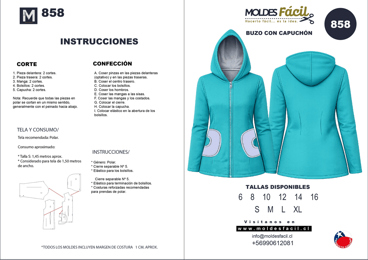 Patrón de costura Chaqueta Polar mujer — Moldes Fácil