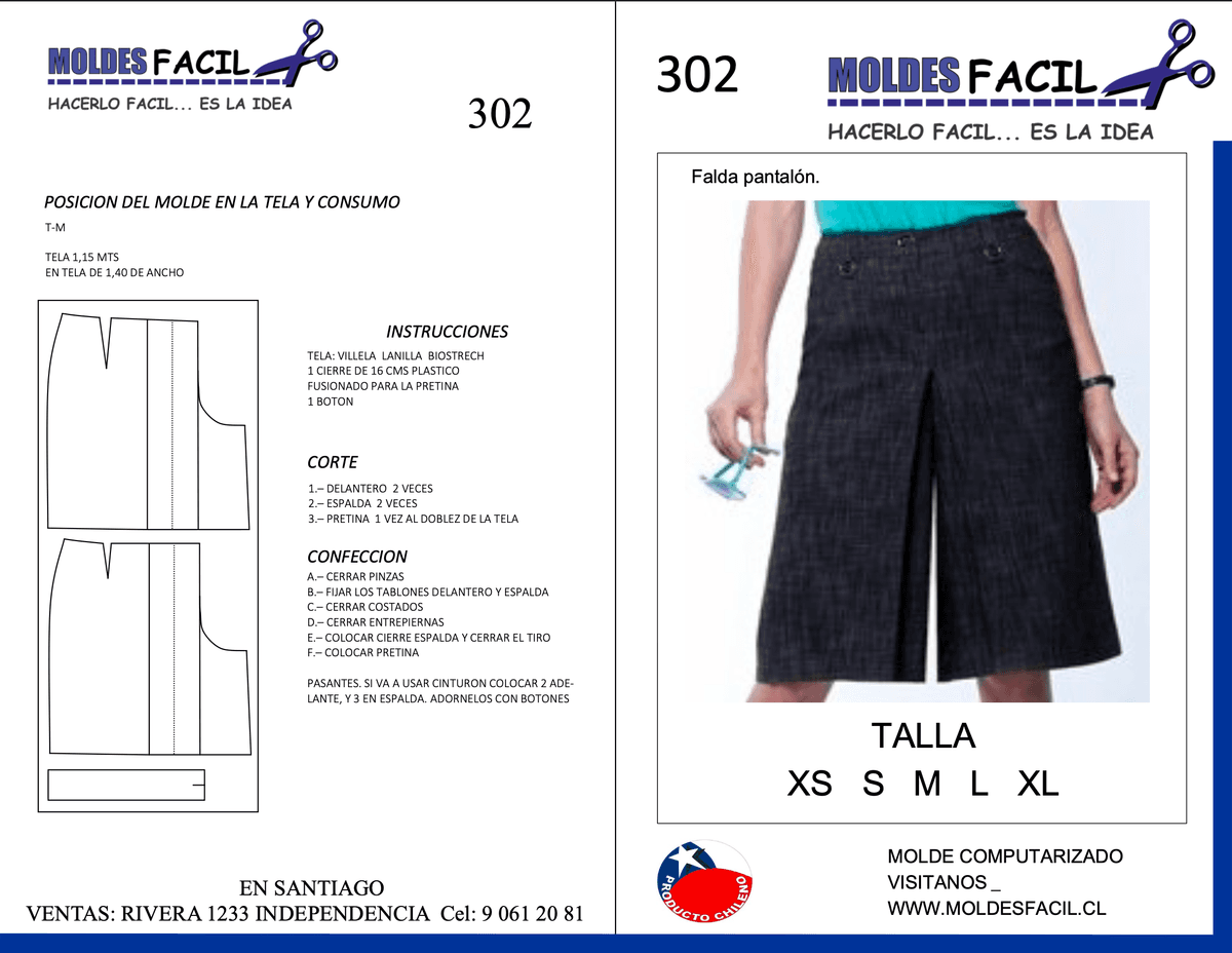 Patrón de costura Falda short — Moldes Fácil