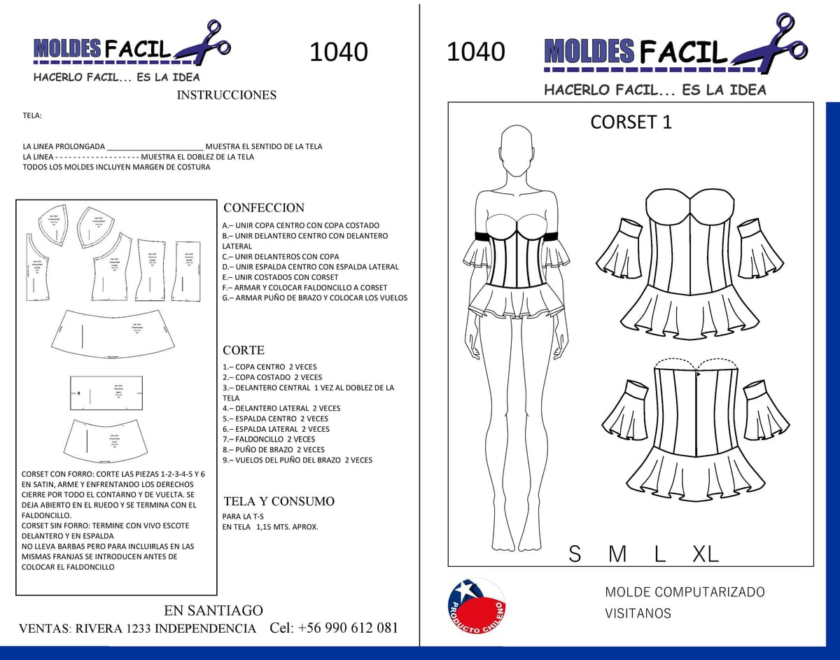 Patrón de costura Corset — Moldes Fácil