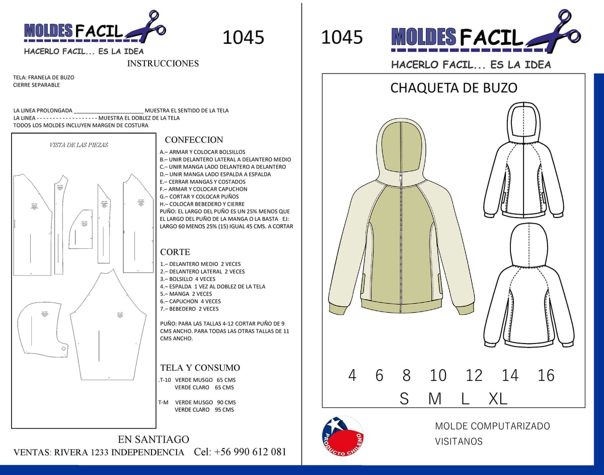 Patrón de costura Chaqueta de buzo — Moldes Fácil