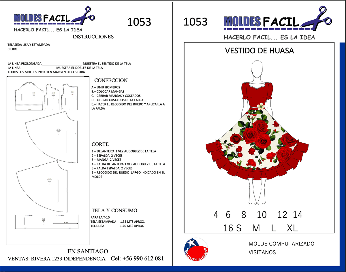 Patrón de costura Vestido de huasa — Moldes Fácil