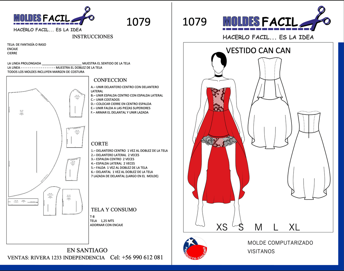 Patrón de costura Vestido cancan — Moldes Fácil