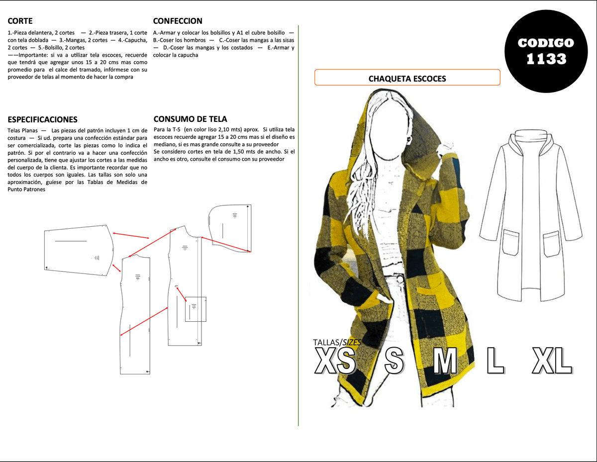 Patrón de costura Chaqueta escoces — Moldes Fácil