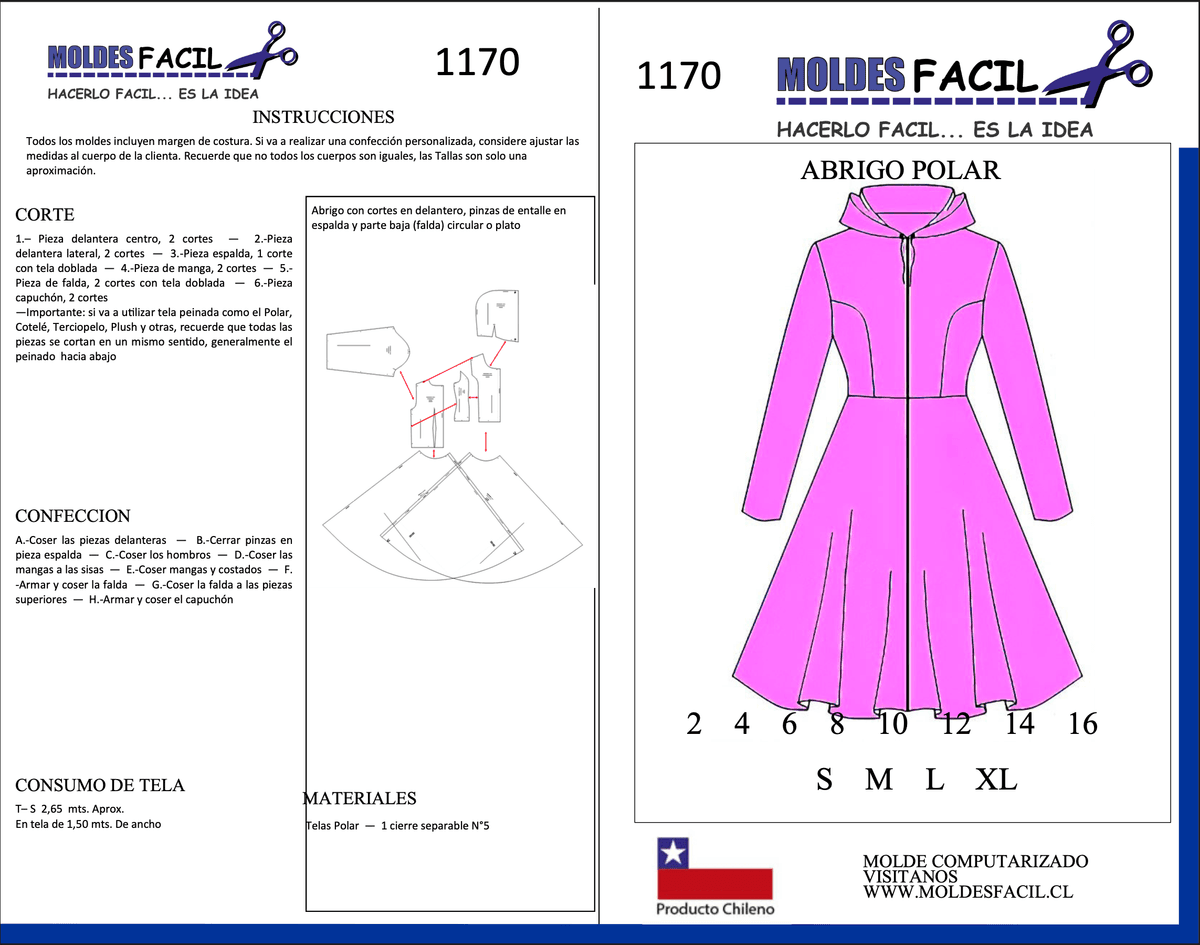 Patrón de costura Abrigo polar — Moldes Fácil