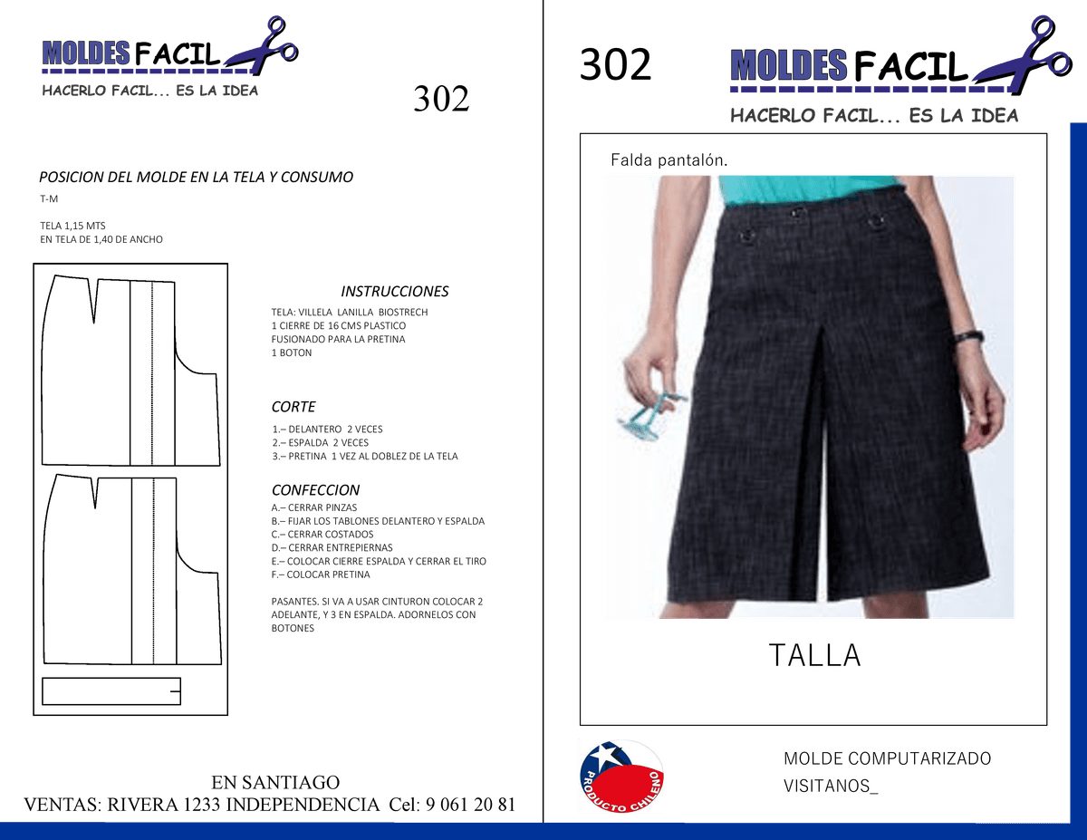 Patrón de costura Falda short — Moldes Fácil