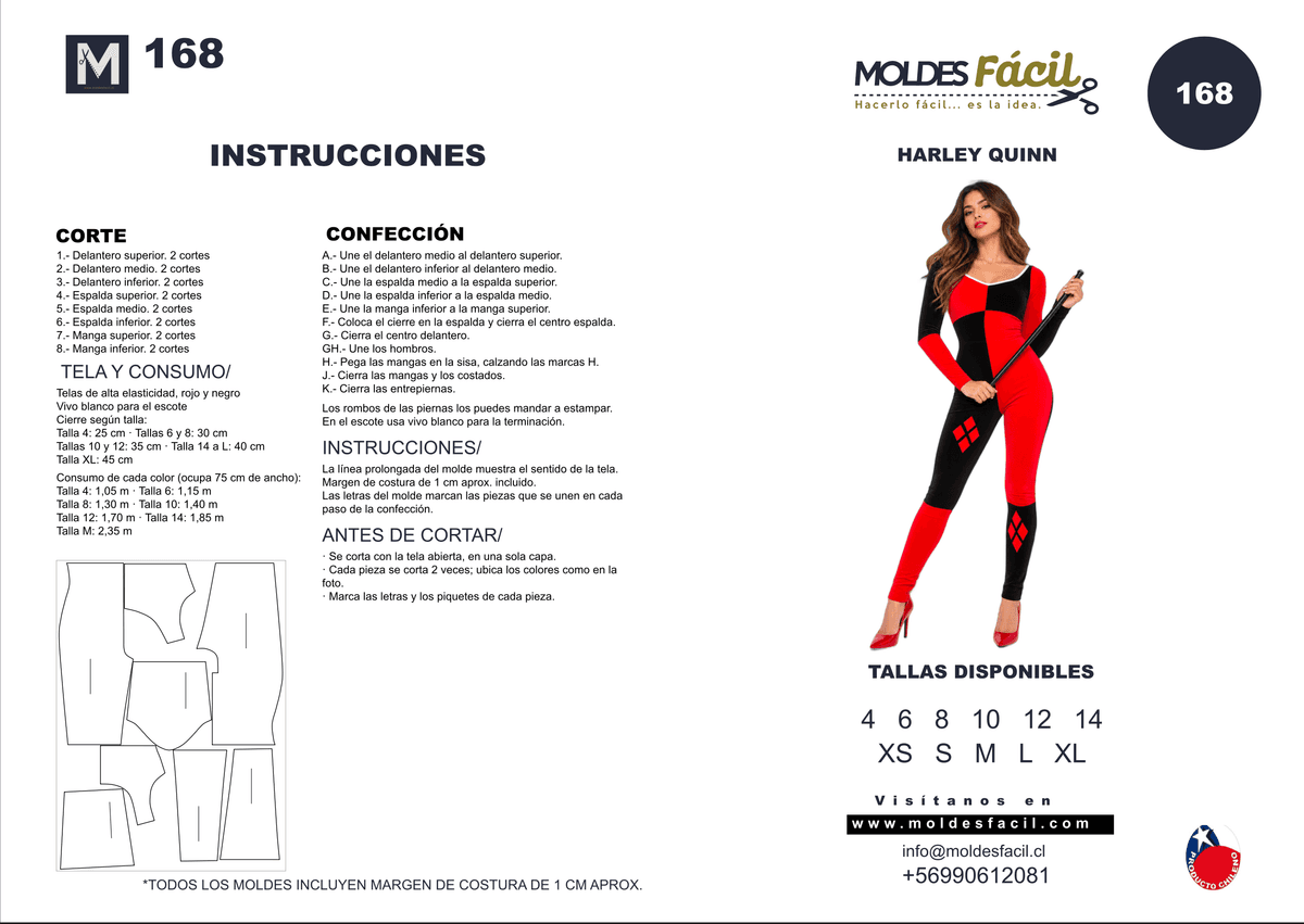 Patrón de costura Harley Quinn — Moldes Fácil